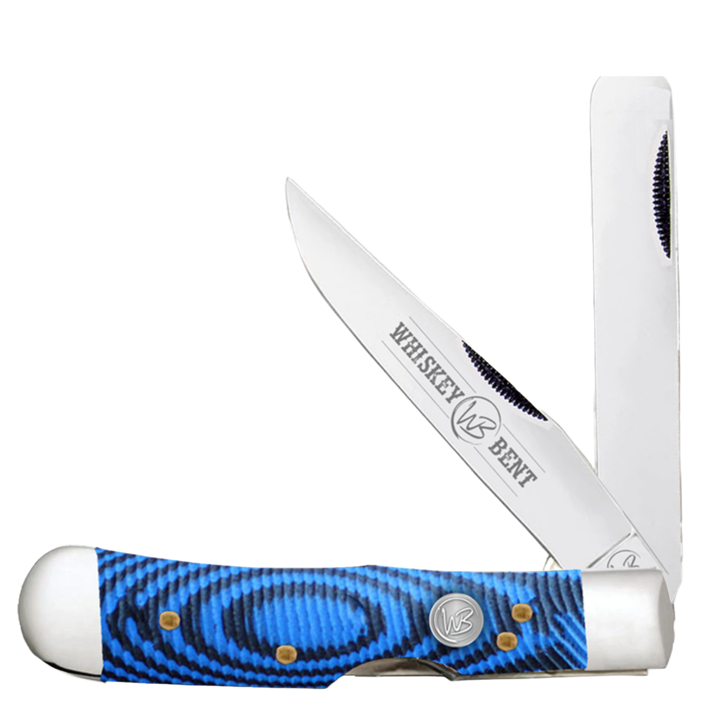 Whiskey Bent® Blue Burst Trapper Bull Cutter Pocket Knife WB45-27