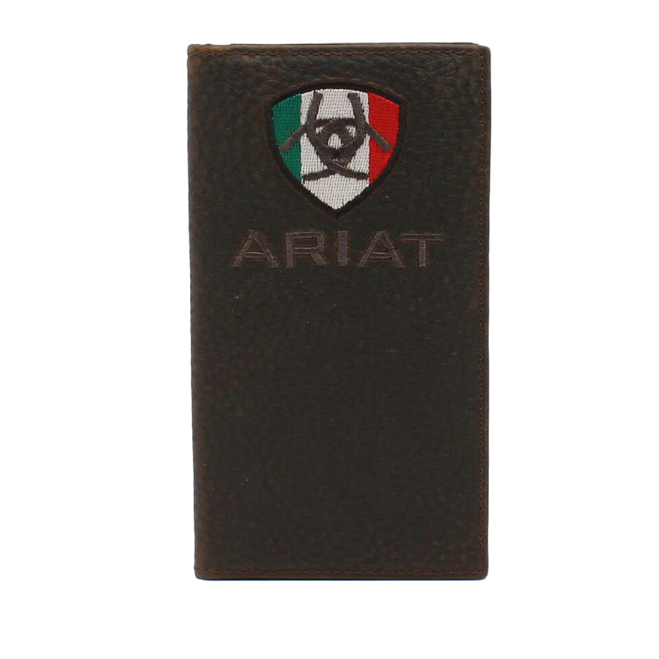 Ariat® Men's Mexican Flag Logo Rowdy Brown Rodeo Wallet A35491282