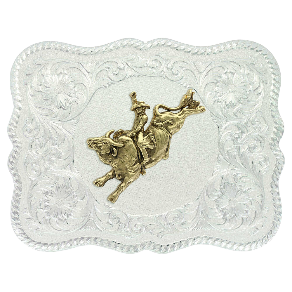 Montana Silversmiths Scalloped Silver Western Belt Buckle 61669-528