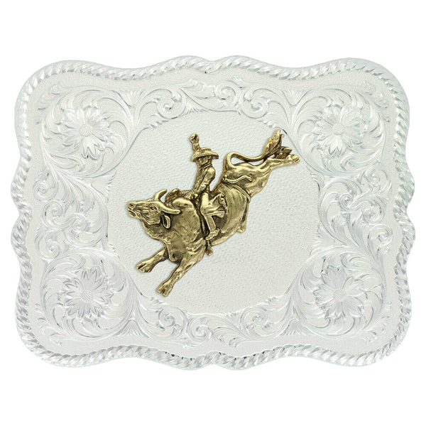 Montana Silversmiths Cowboy Cameo Steer Head Western Belt Buckle Silver Tone NIB Longhorn Rodeo Cowboys Bull Head Steer Montana Silversmiths  main image 3