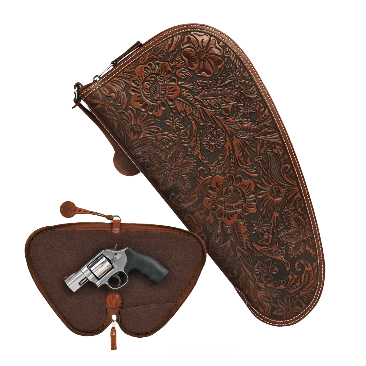 Nocona Floral Tooled Embossed Leather Brown Gun Case N7600008