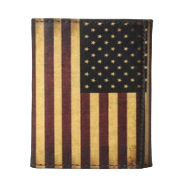 Nocona® Men's Vintage USA Flag Leather Tri-fold Wallet N5416597