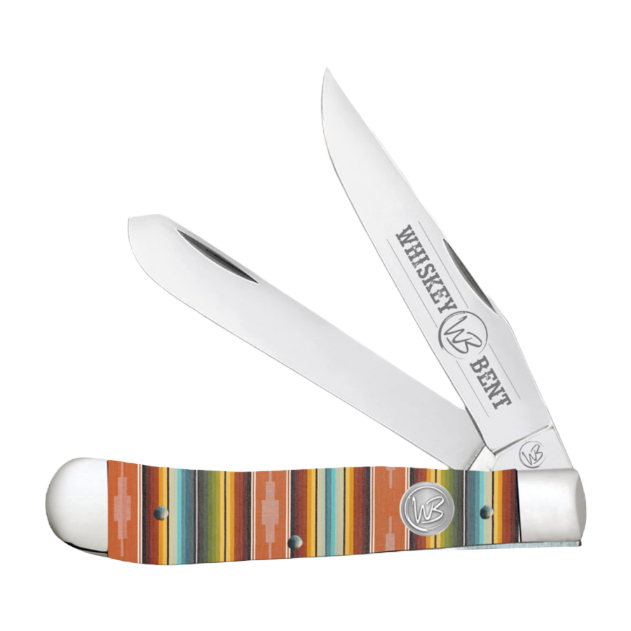 Load image into Gallery viewer, Whiskey Bent Serape Sunrise Trapper Double Blade Pocket Knife WB11-15
