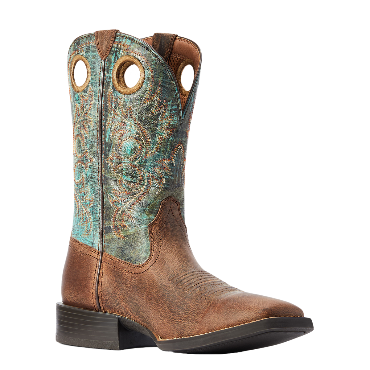 Ariat Men’s Round Toe Boot brown and turquoise 10042393 Ariat Men main image 3