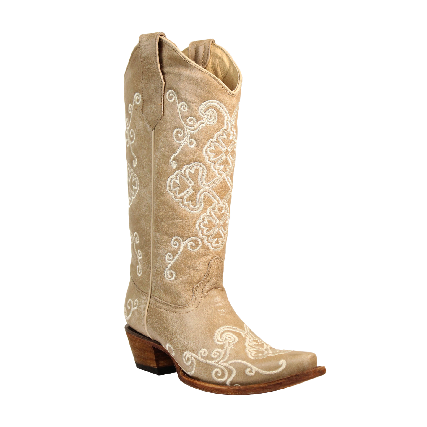 Circle G by Corral Ladies Bone Embroidery Snip Toe Boots L5273