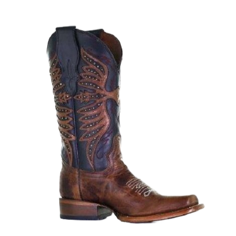Circle G by Corral Ladies Embroidery & Studs Black & Brown Boots L2024