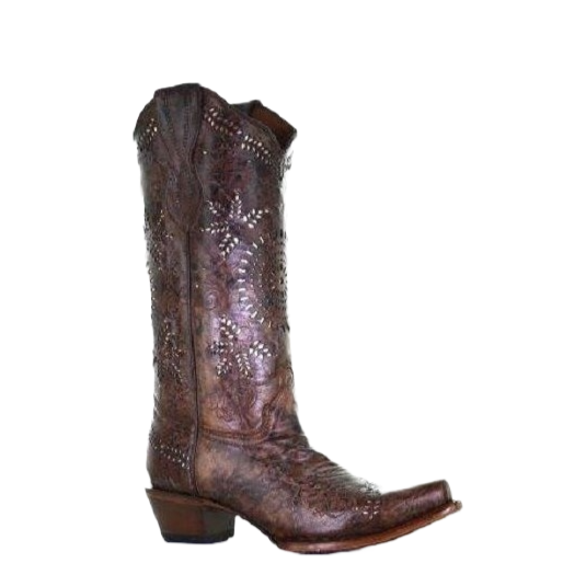 Circle G by Corral Ladies Fango Brown Laser Cutout Boots L2022