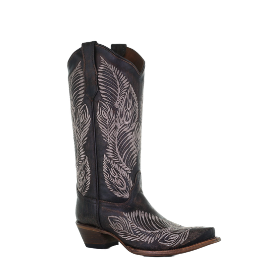 Circle G by Corral Ladies Feather Embroidery Brown Boots L5790