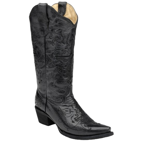 Circle G By Corral® Ladies Cross Embroidery Snip Toe Black Boots L5060