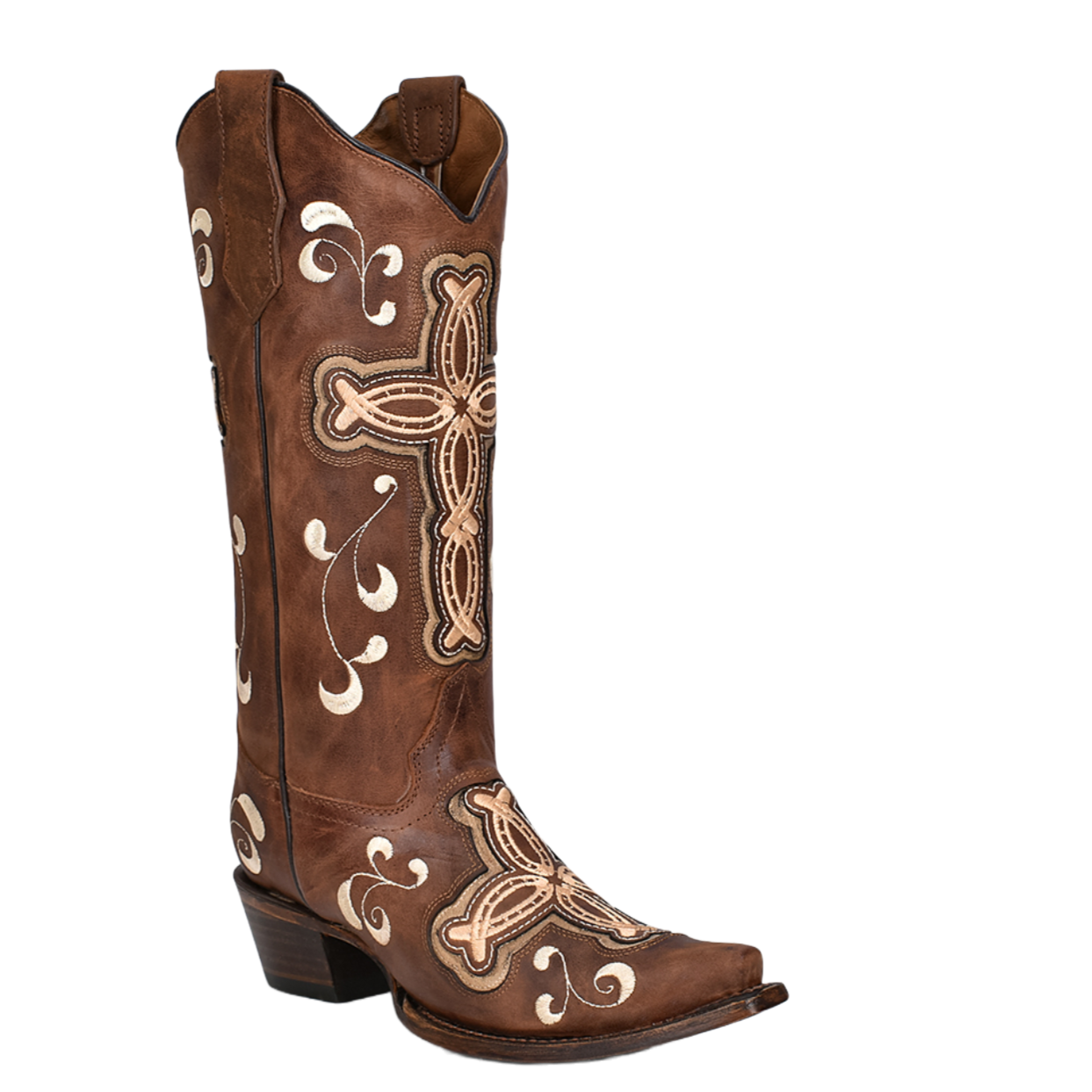 Circle G By Corral® Ladies Cross Overlay Embroidered Brown Boots L5894