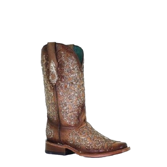 Load image into Gallery viewer, Corral Ladies Saddle Overlay &amp;amp; Embroidery Square Toe Boots C3772

