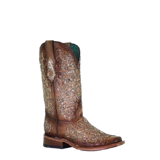 Corral Ladies Saddle Overlay & Embroidery Square Toe Boots C3772