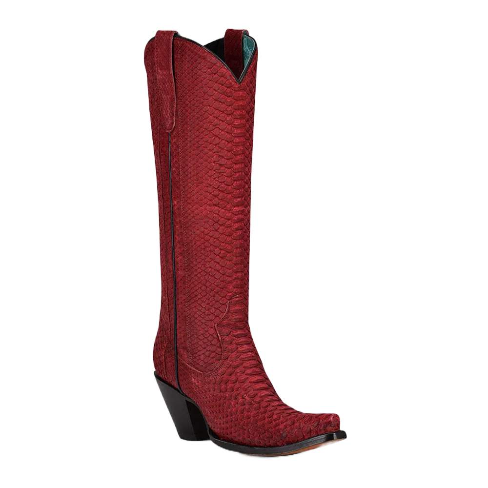 Corral® Ladies Python Exotic Red Tall Boots A4194