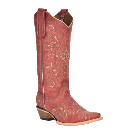 Corral® Ladies Red Embroidered Snip Toe Boots L6001