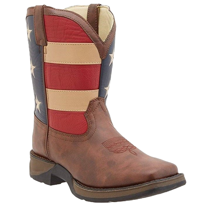 Durango Children's 8" Square Toe Patriotic Western Flag Boots BT245C / BT245Y