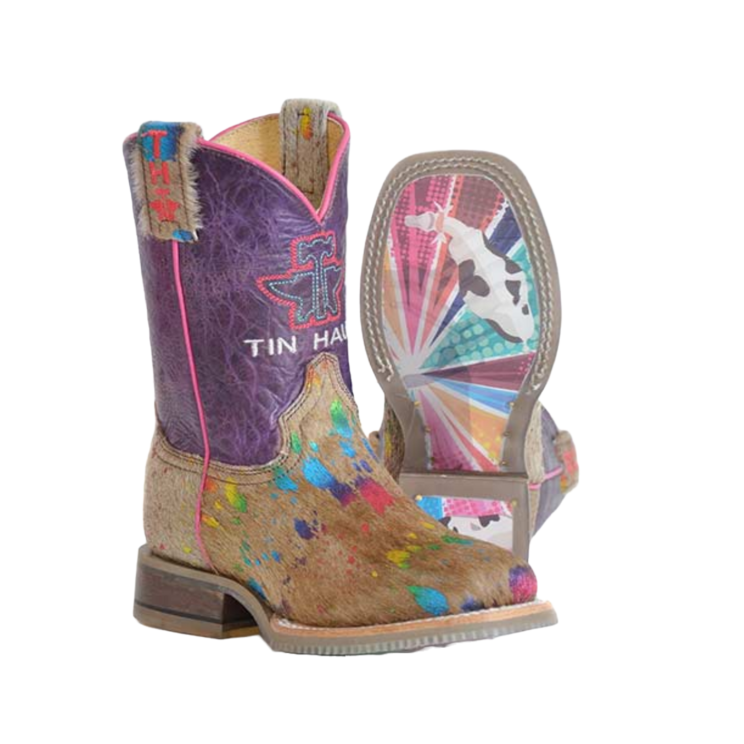 Roper Girl's Multicolored Hair On Square Toe Boots 14-119-0077-0873