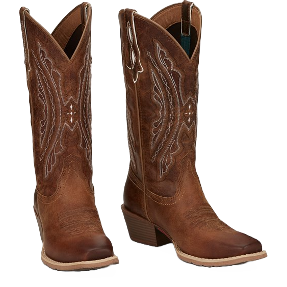 Justin® Ladies Rein Cowhide Leather Tan Square Toe Western Boots L2962