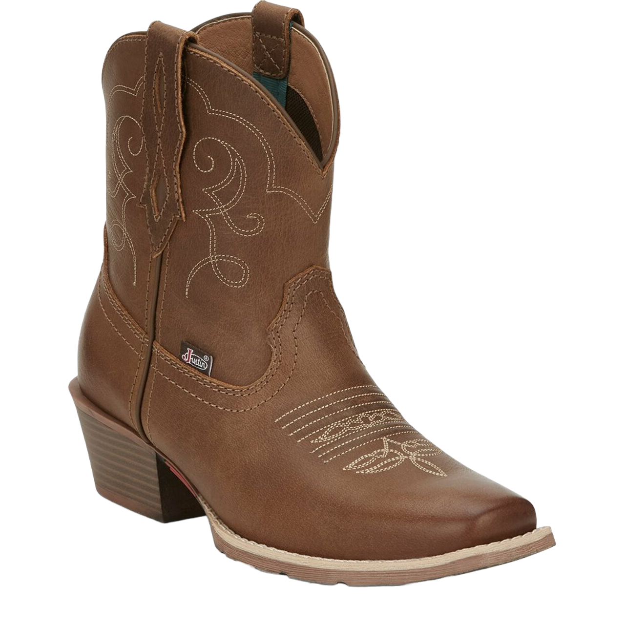 Justin® Ladies Chellie Tan Leather Western Square Toe Booties GY9510