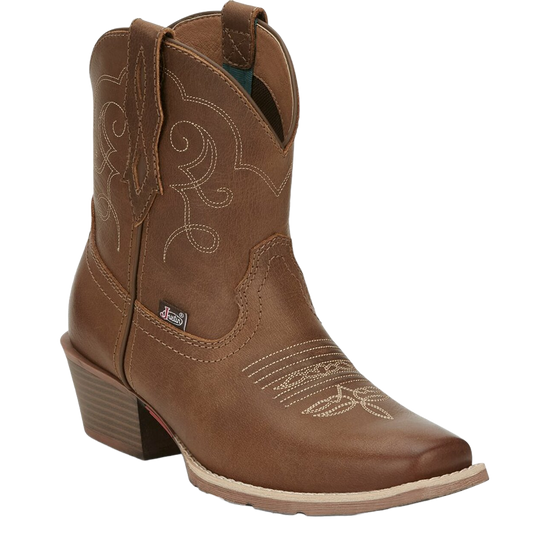 Justin® Ladies Chellie Tan Leather Western Square Toe Booties GY9510