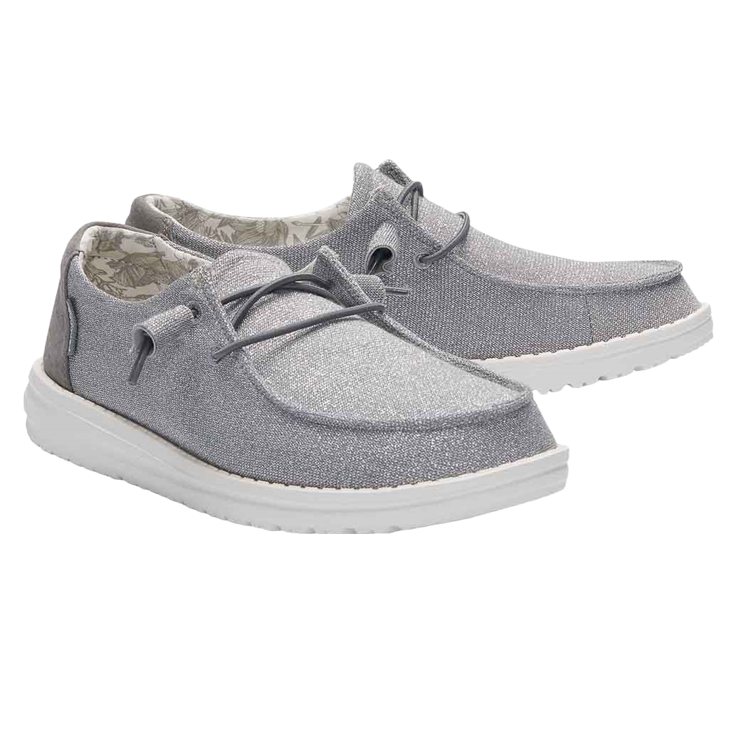 Hey Dude Ladies Wendy Stretch Sparkling Grey Shoes 121413222