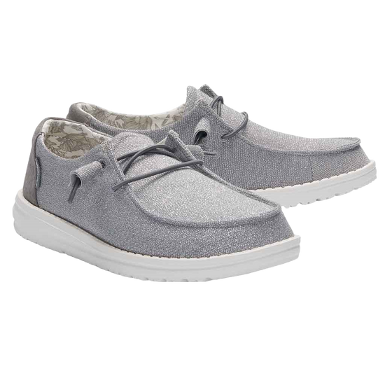 Hey Dude Ladies Wendy Stretch Sparkling Grey Shoes 121413222