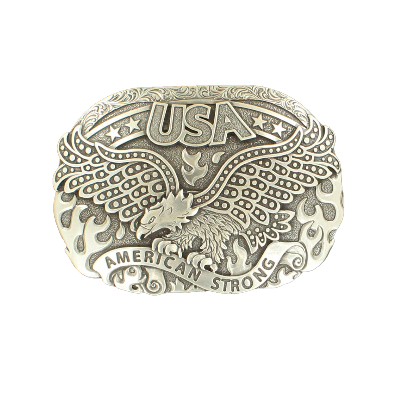 Nocona Mens Silver Toned Eagle American Strong Belt Buckle 37122