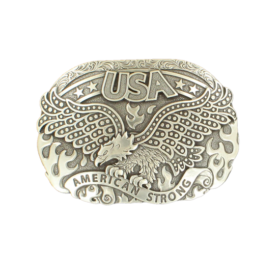 Nocona Mens Silver Toned Eagle American Strong Belt Buckle 37122