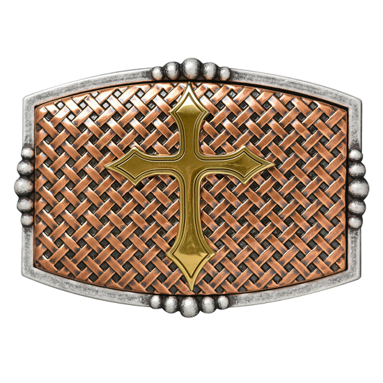 Nocona Men's Copper Basketweave with Gold Cross Buckle 37115