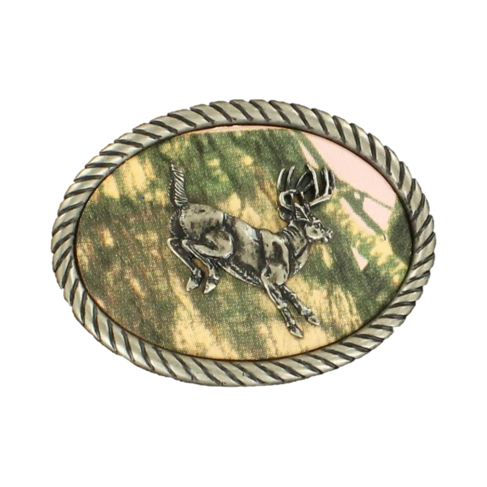 Nocona Youth Western Jumping Buck Camo Belt Buckle 37110