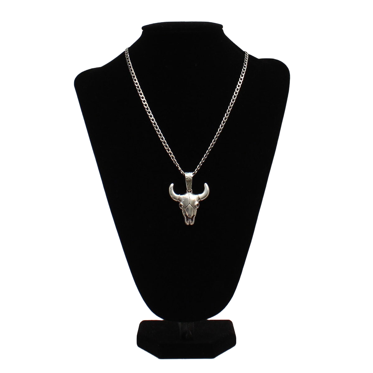 Twister Men's Longhorn Bull Skull Head Silver Necklace 32148