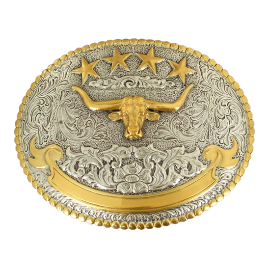 Nocona Mens Silver & Gold Steer Head Belt Buckle 37401