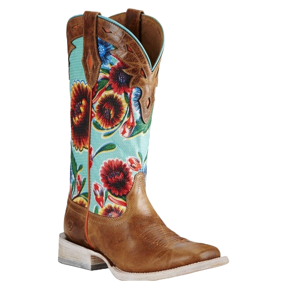 Ariat® Ladies Circuit Champion Floral Brown & Turquoise Boots 10019943