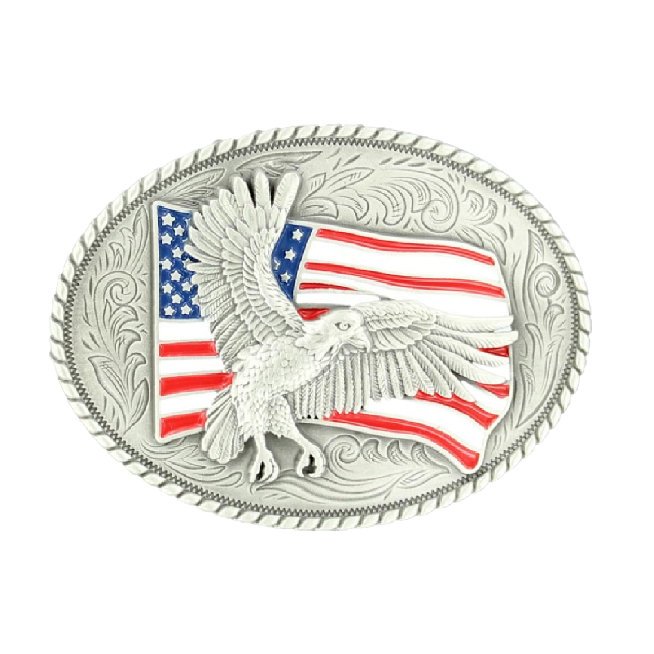 Nocona Mens American Flag & Eagle Belt Buckle 37936