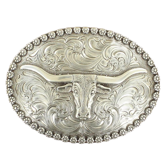 Nocona Men's Longhorn Silver  Belt Buckle 37981