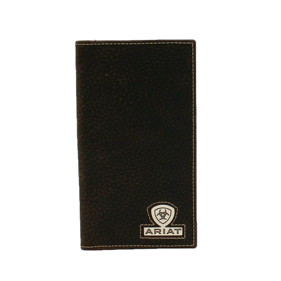 Ariat® Men's Shield Logo Conch Dark Brown Rodeo Wallet A35467282