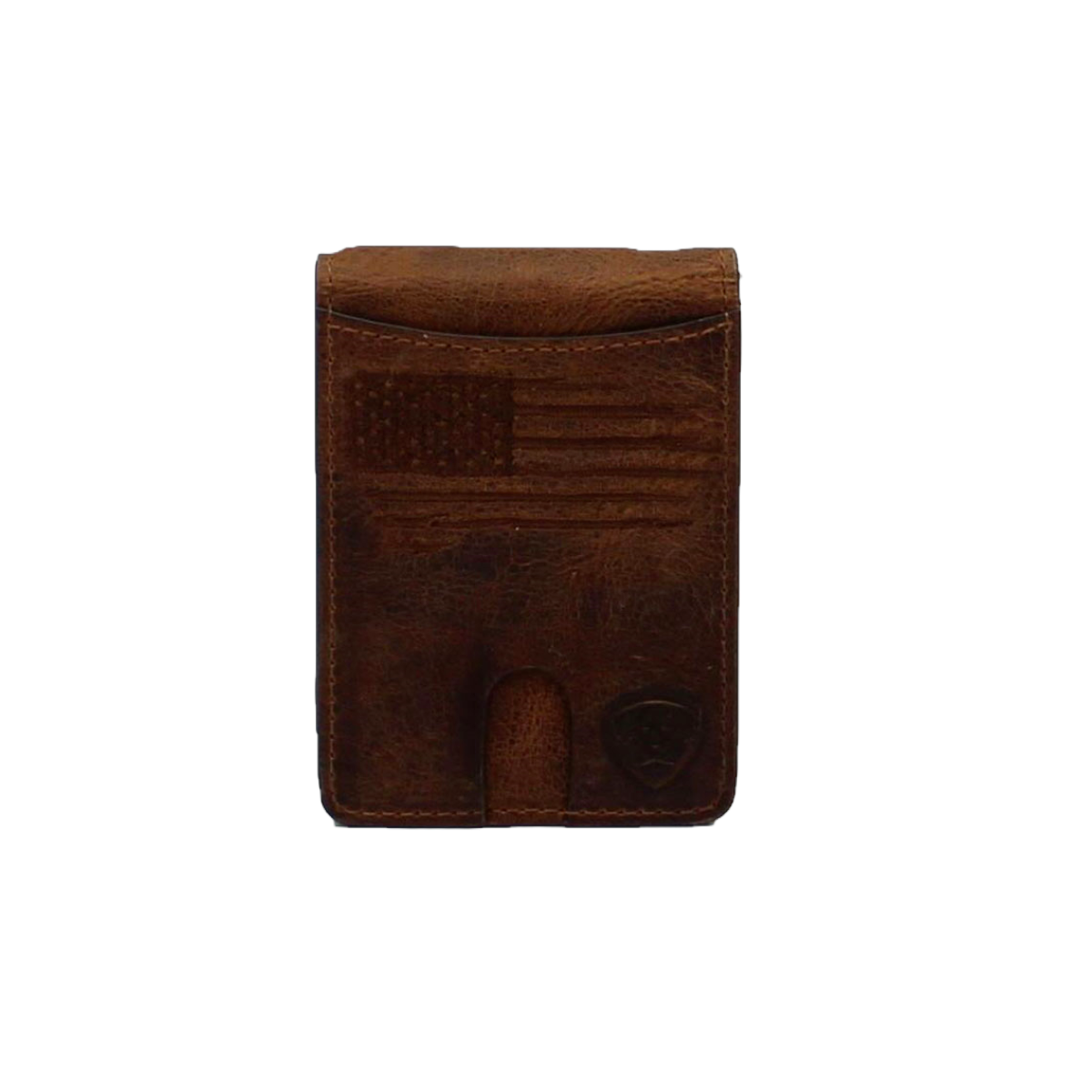 Ariat® Men's Brown Distressed USA Flag Money Clip Wallet A3546002
