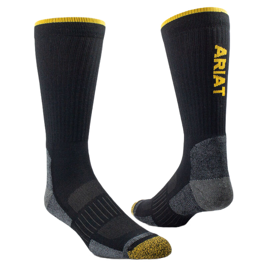 Ariat Tek Work Performance 2 Pack Black Crew Socks AR2777-002