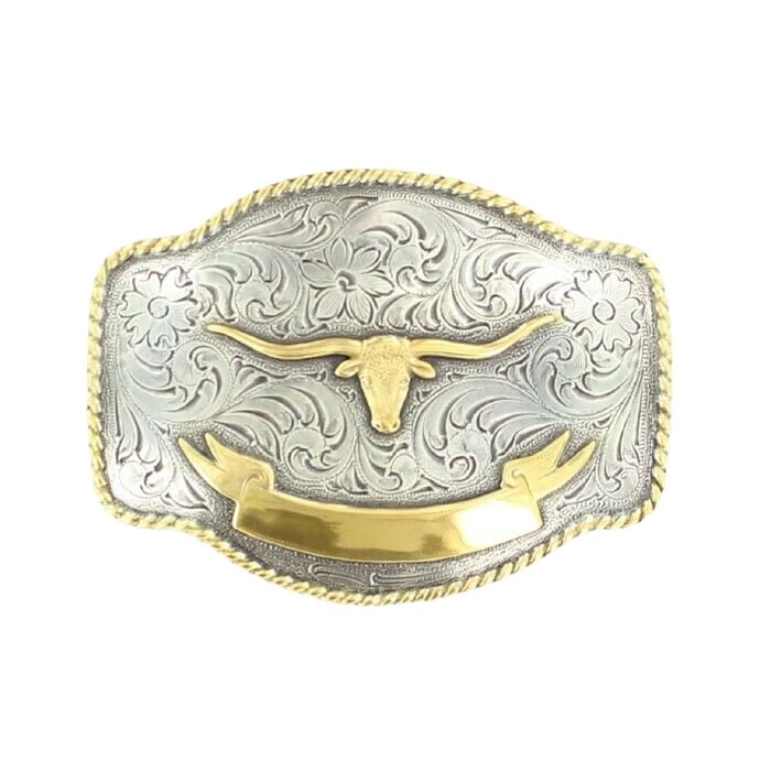Nocona Mens Steer Head Rectangular Belt Buckle 37229