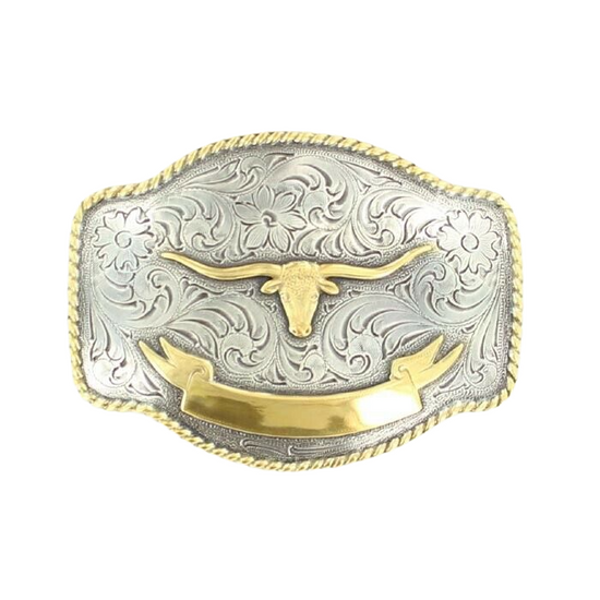 Nocona Mens Steer Head Rectangular Belt Buckle 37229