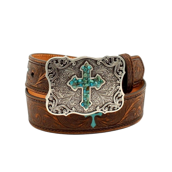 Nocona® Children's Embossed Painted Cross Brown Leather Belt N4438802