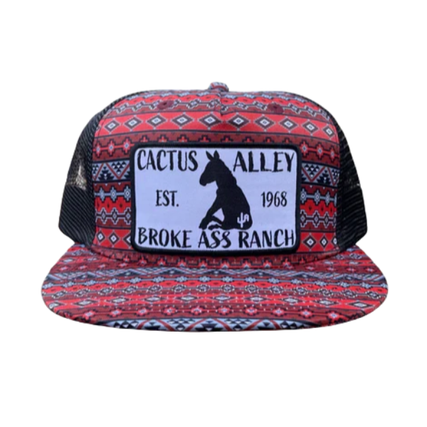 Cactus Alley Hat Co. Men's Donkey Red & Black Aztec Snapback Hat PH103-P148