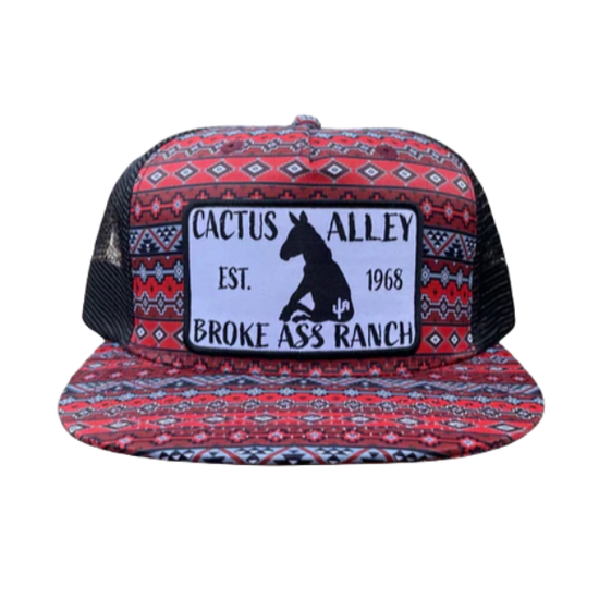 Cactus Alley Hat Co. Men's Donkey Red & Black Aztec Snapback Hat PH103-P148