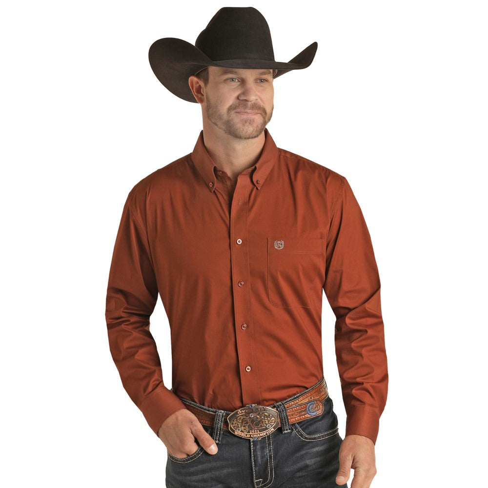 Panhandle Select® Men's Rust Solid Stretch Poplin Shirt PSMSODRZ2N-90