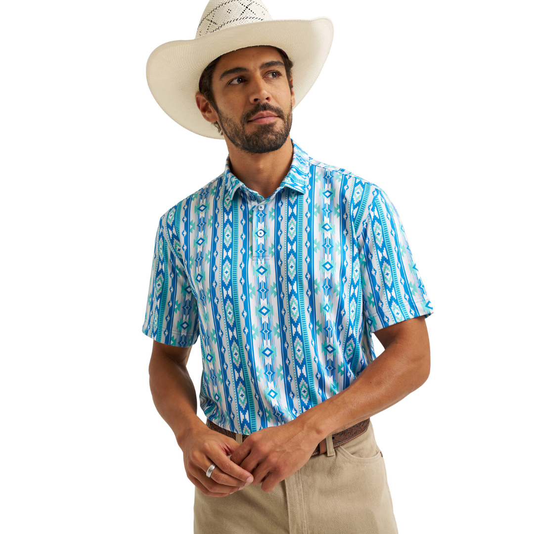 Wrangler X ATG Men's Checotah Turquoise Performance Polo Shirt 112375251