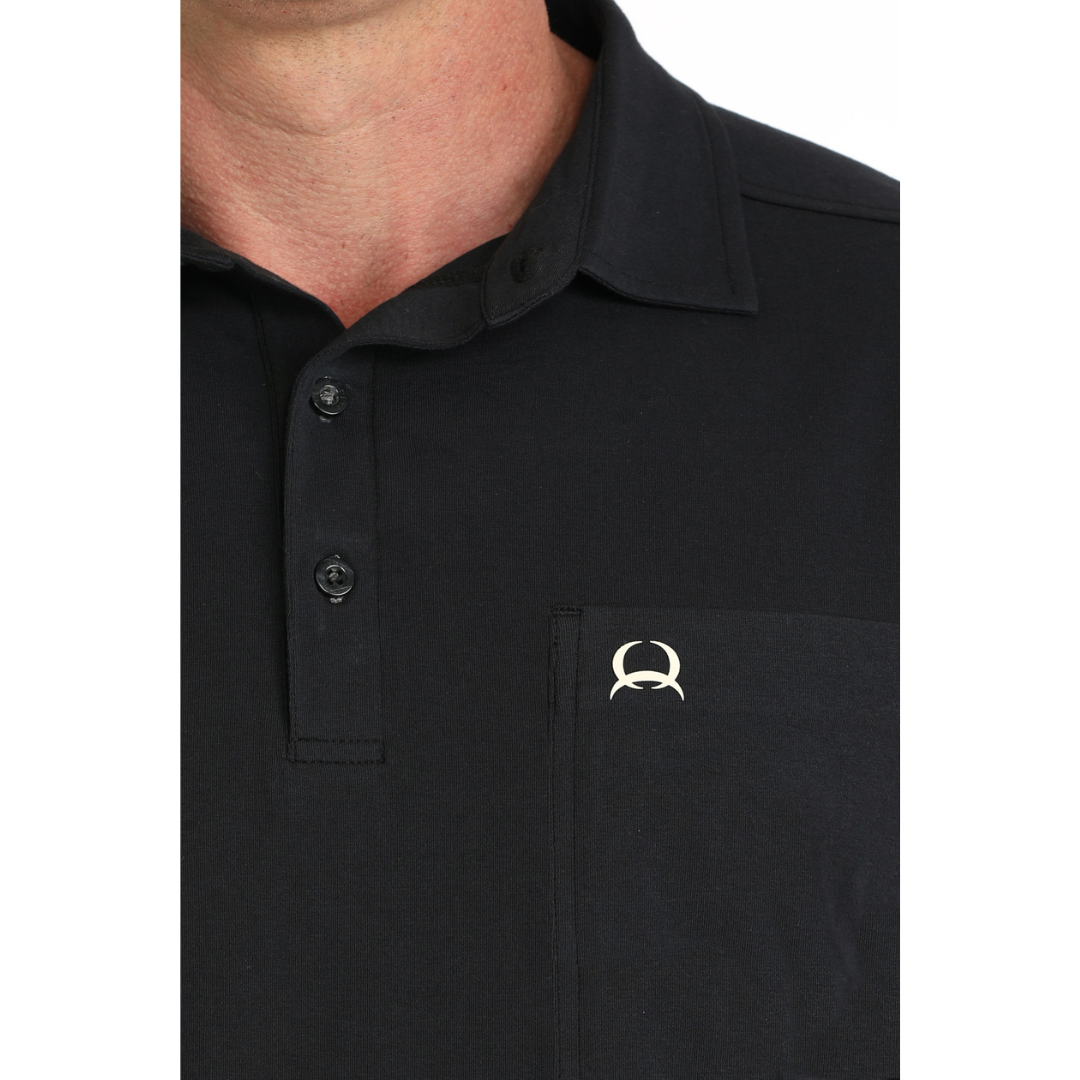Cinch Men's Solid Black Arenaflex Pocket Polo Shirt MTK1874003