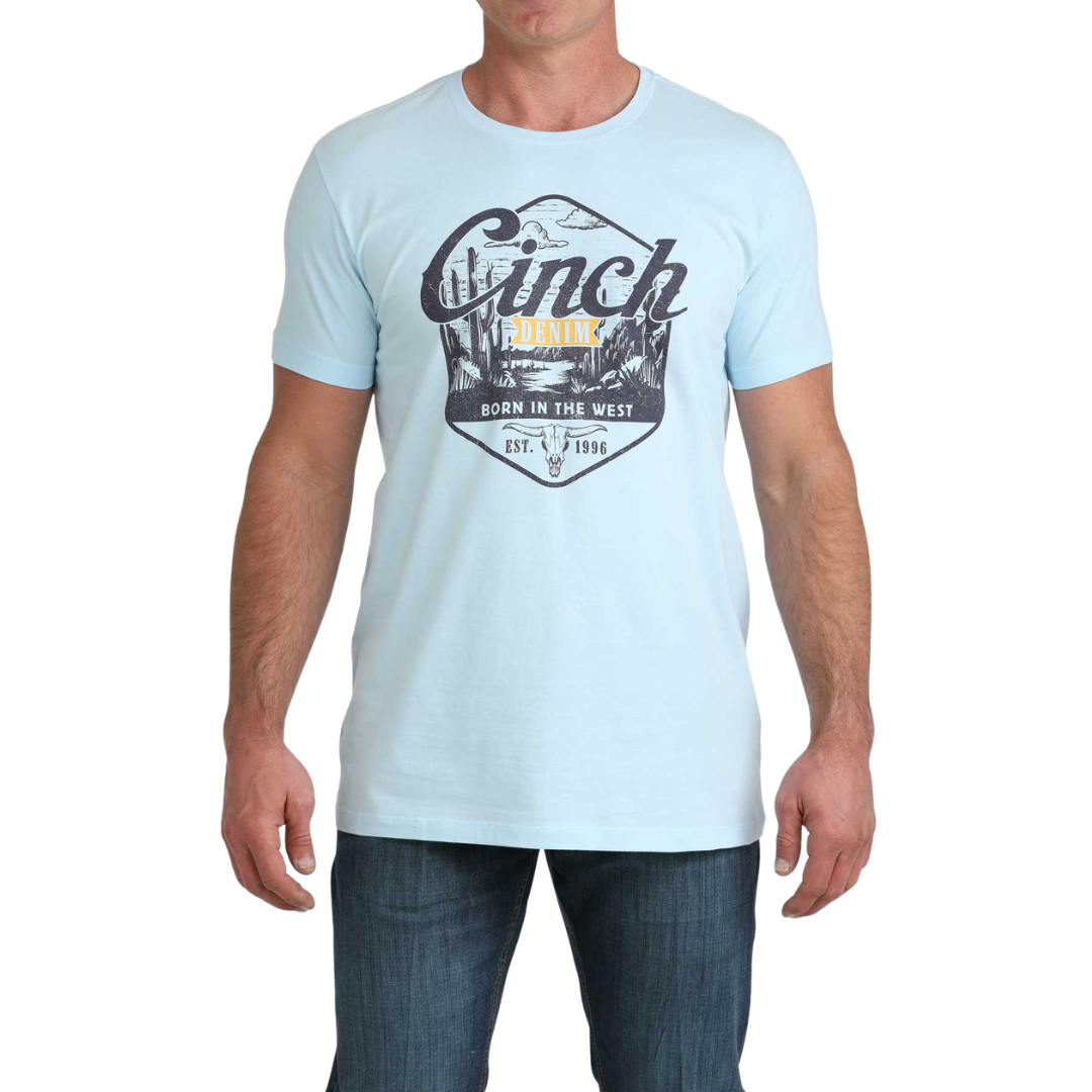 Cinch Men's Light Blue 'Born In The West' Graphic T-Shirt MTT1690718