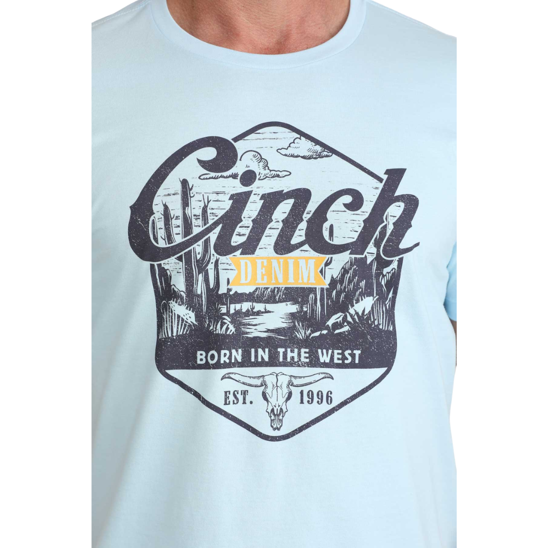 Cinch Men's Light Blue 'Born In The West' Graphic T-Shirt MTT1690718