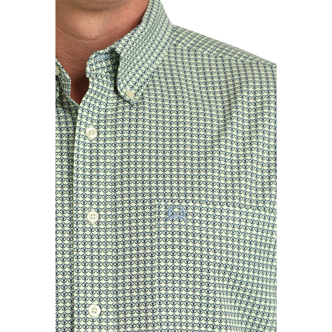Cinch Men's Green Printed AreanFlex Button Down Shirt MTW1862041