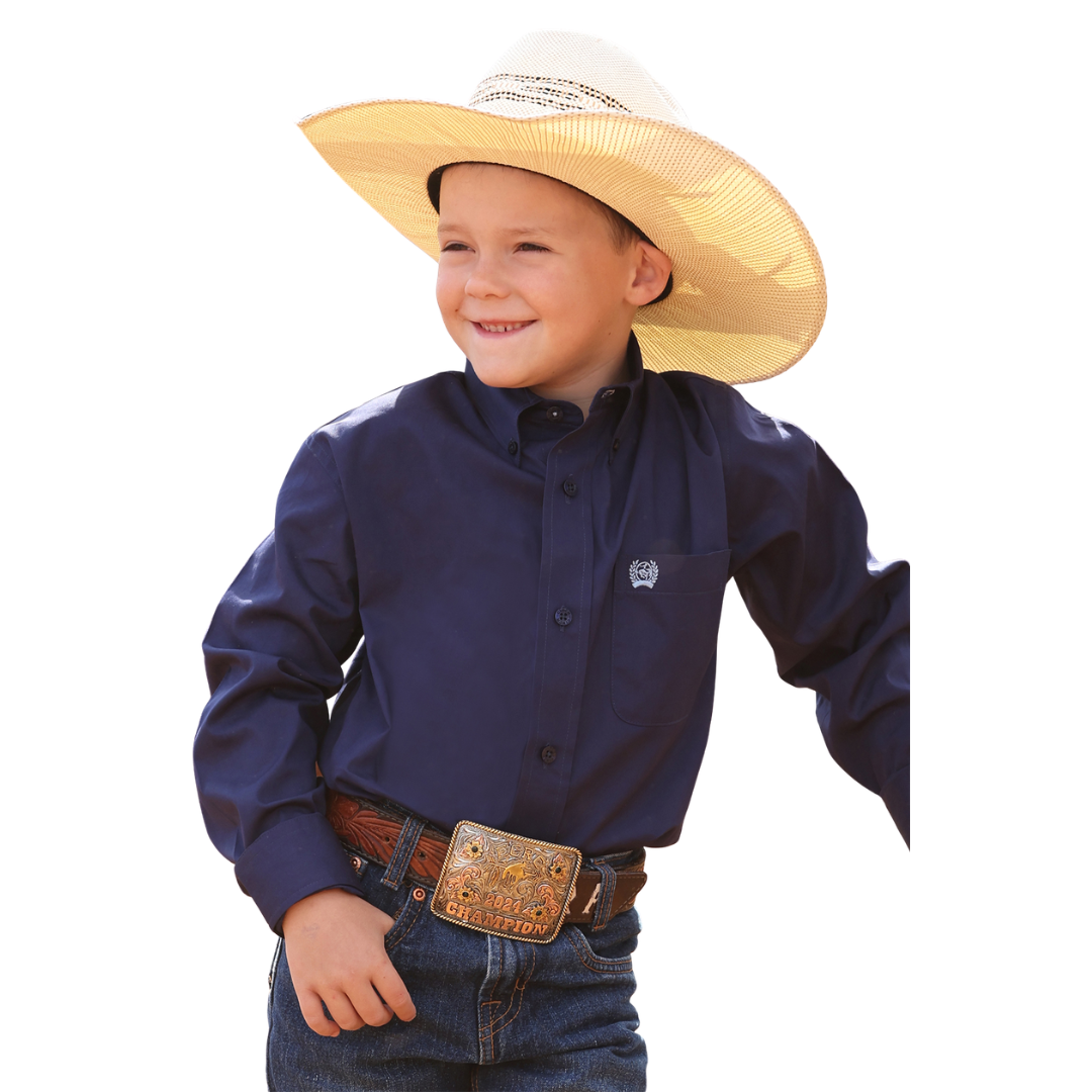 Cinch Youth Boy's Solid Royal Blue Button Down Shirt MTW7060412