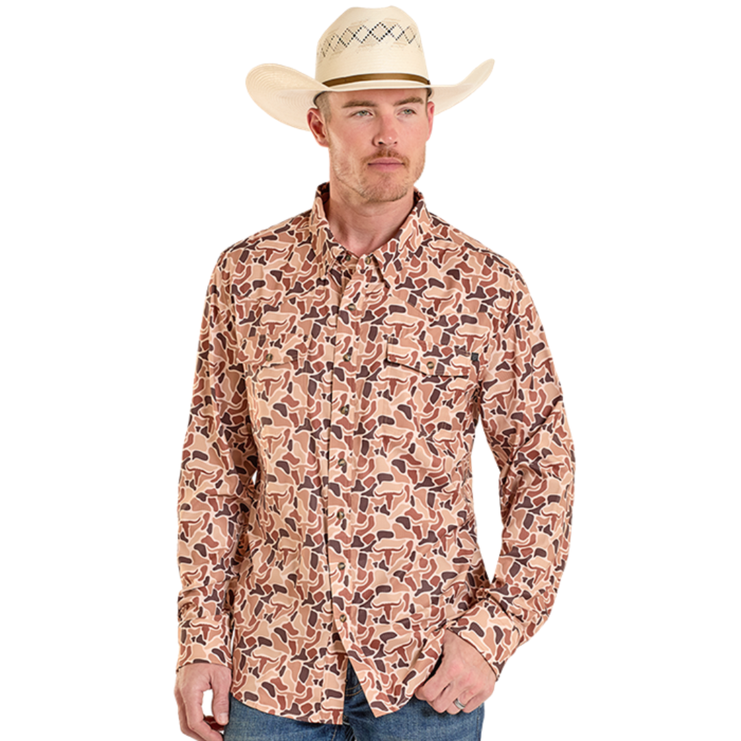 Rock & Roll Denim Men's TEK Camo Printed Western Snap Shirt BMN2S08394